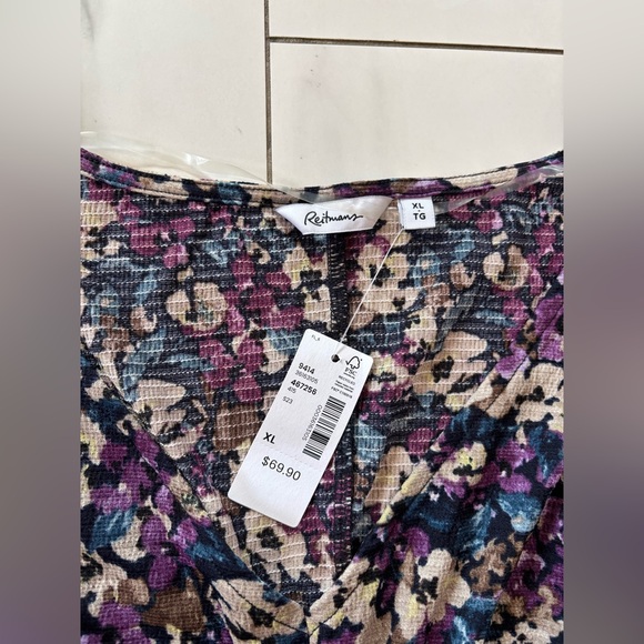 Reitmans floral print v neck dress size XL - stretch new with tags - Picture 3 of 6